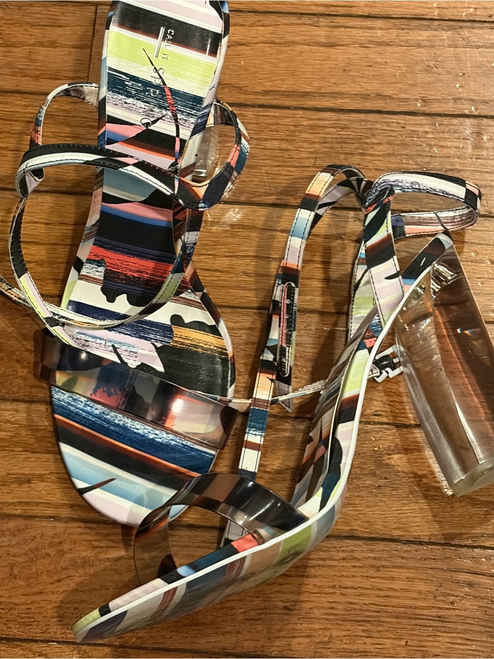 Call it Spring Colorful Print Size 11 with Ankle Strap & Clear Heel